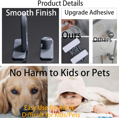 RV Camper Refrigerator Lock, 180° Swivel 90 Degree Adhesive Childproof Fridge Latch for Cabinet No Drill, Baby Proofing Freezer Oven Drawer, Renter Friendly Safety Lock for Toddler Cat 2PCS
