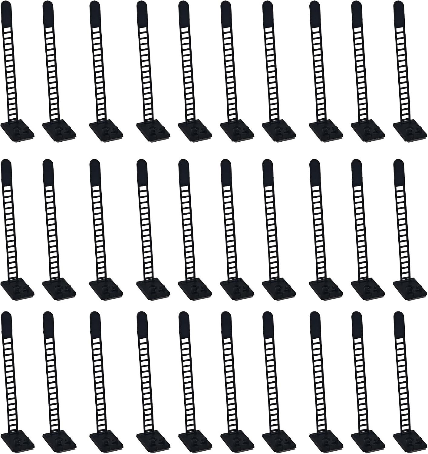30PCS Self-Adhesive Cable Management Clips, Desk Wire Organizer Zip Ties, Heavy Duty Nylon Cord Holders for TV, PC, and Home Office Use