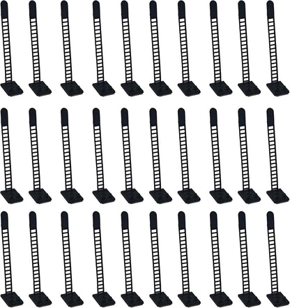 30PCS Self-Adhesive Cable Management Clips, Desk Wire Organizer Zip Ties, Heavy Duty Nylon Cord Holders for TV, PC, and Home Office Use