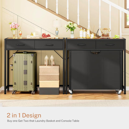 Laundry Sorter 3 Section, 120 L Laundry Hamper with 2 Drawers & 2-tone Top Panel, Rolling Laundry Basket Organizer with Pull-Out Removable Oxford Fabric Bags for Laundry Room Organization UNZYL006BVV3