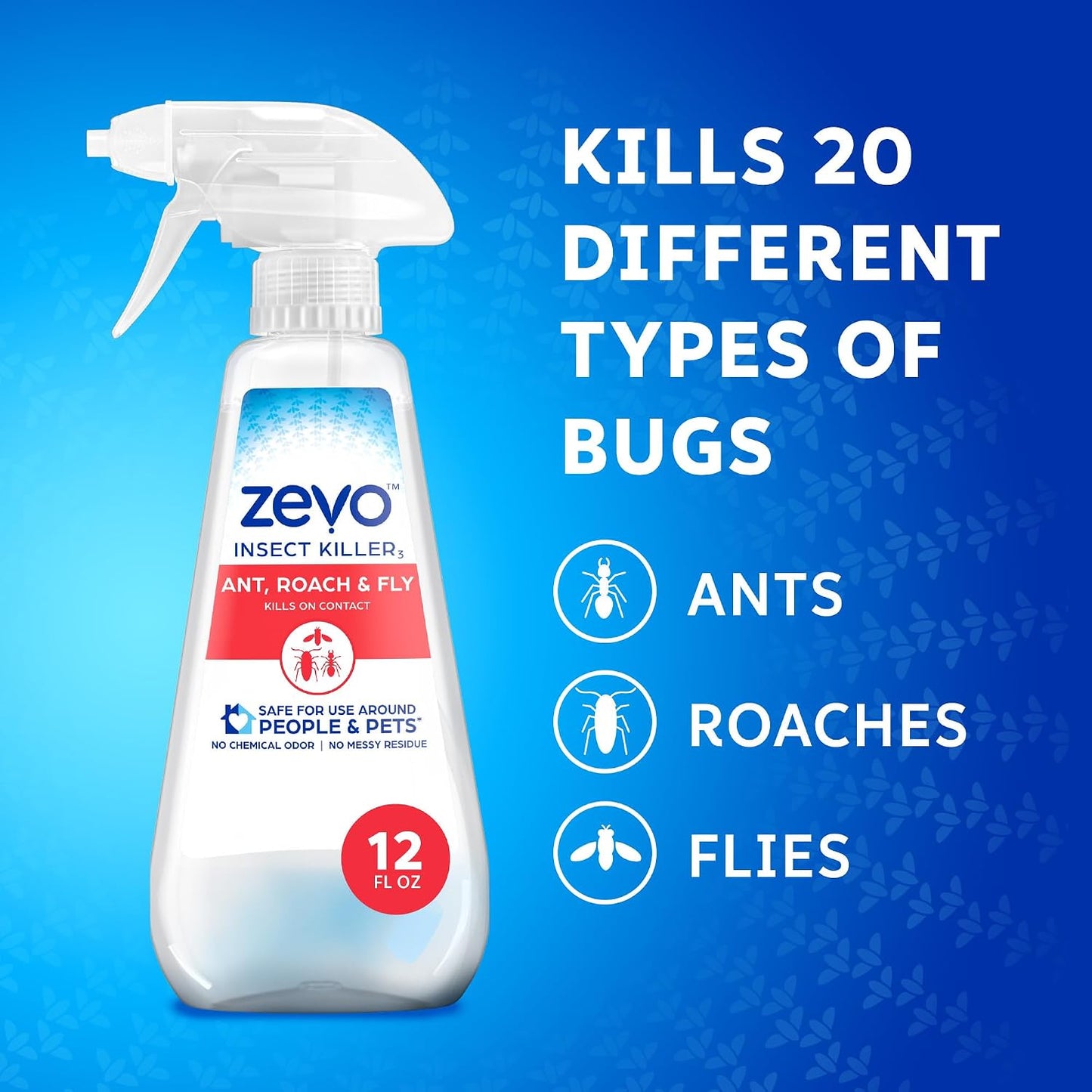 Zevo Flying Insect Killer Spray - Fruit Fly, Gnat, Fly & Mosquito Bug Spray for Home Use with Rosemary & Cornmint Oil - Indoor & Outdoor Use (3 Bottles)