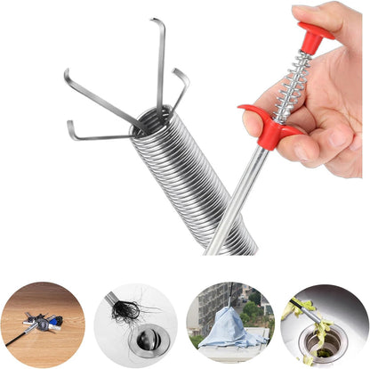 62inch Drain Clog Remover Toilet Snake Plumbing Snake Grabber Reacher Tool with Spiral 4-Claw Grabber-Spring,Unclogs Hair&Sundries&Keys/Jewelry/Clothes,for Kitchen/Bathtub/Sewer/Toilet