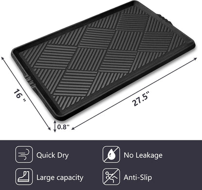 Boot Tray for Entryway, Multi-Purpose Shoe Tray with Lip, Rubber Mat for Shoe Organizer Indoor Outdoor Use, 27.5"x16"