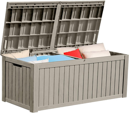YITAHOME 31 Gallon Outdoor Storage Deck Box | Waterproof Resin Package Delivery and Storage Box with Lockable Lid for Patio Furniture Cushions, Pool Accessories, Garden