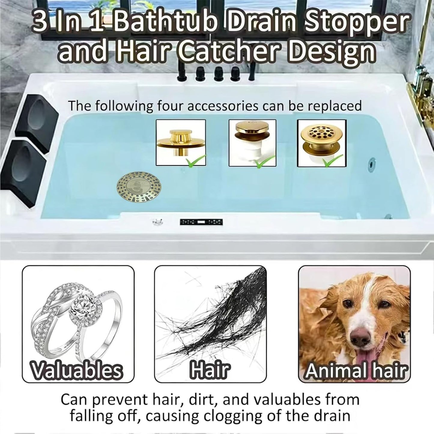 AzWzz Bathroom Sink Stopper,Sink Hair Catcher,Bathroom Sink Drain Strainer Pop Up Drain Cover Plug,Universal for 1.1 to 1.65in Sink Drain Hole