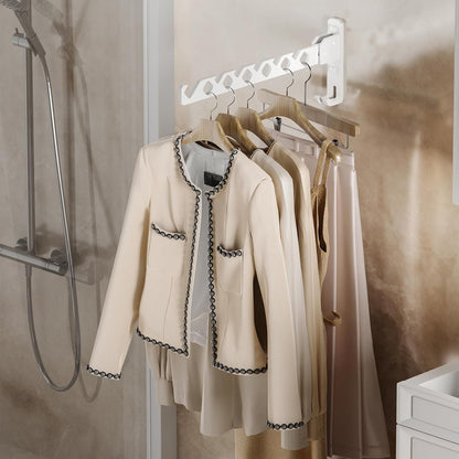 Dr.DJ Wall Mount Coat Hanger Holder Black Clothes Drying Organizer Rack Garment Hooks Aluminium Retractable Folding Indoor Wall Mounted Hanger Space Saver for Laundry Room Bedroom Black 2Pack