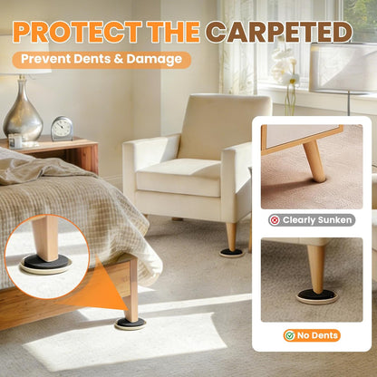 Furniture Sliders for Carpet 8PCS, Heavy Duty Furniture Movers Pads 3 1/2", Chair Leg Floor Protectors, Reusable Furniture Moving Sliders for Easy Glide