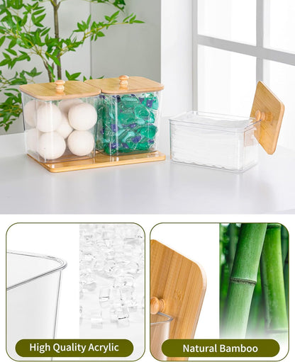 iCASA Trash Bag and Dishwasher Pod Dispenser - 3 in 1 Clear Storage Bins Holder for 13/30/33 Gallon Garbage Bags, Laundry Detergent Pods & Tabs, Under Sink Organizer for Kitchen and Laundry Room