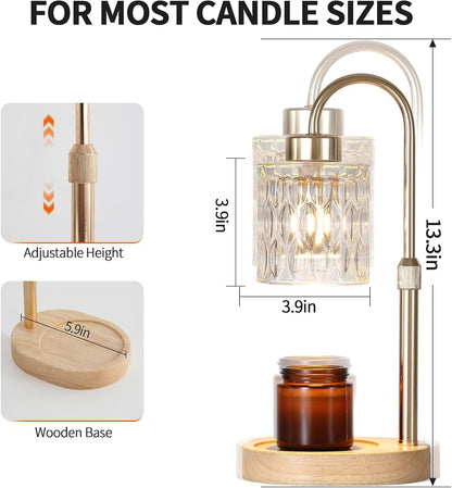 MEIXISUE Candle Warmer Lamp with Timer and Dimmer,Electric Gold Light Gifts for Women Melt Wax Warmer Lamp with 2 Bulbs for Candle Jars House Warming New Home Decor Bedroom
