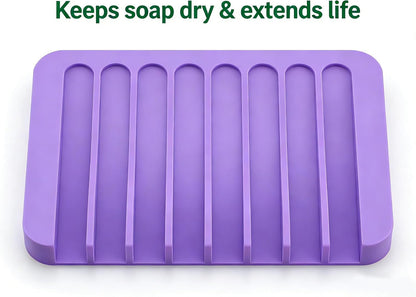 2pcs Self Draining Soap Holder Rack, Advanced Silicone Soap Dish Tray, Waterfall Drain, Suitable for Bathrooms, Kitchens, and Bathtubs, Extending Soap Life, Keeping Bars Dry and Easy to Clean (2)