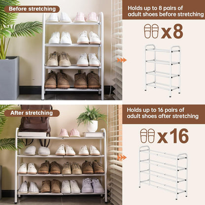 Gonfoam Shoe Rack for Closet, Expandable Shoe Organizer Storage Shelf, Adjustable Metal Free Standing Small Closet Shoe Rack for Entryway, Doorway (2-Tier Black)