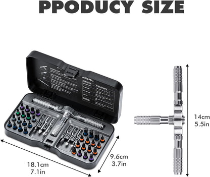 VMAN Ratchet Screwdriver Set, magnetic Screwdriver sets, S2 Steel Bits, DIY Combination Flexible Shaft, Suitable for Furniture Assembly, Precision Electrical Appliance Repair, Bicycle Tools
