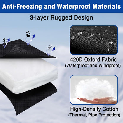 Halatool Thicken Outdoor Faucet Covers for Winter Freeze Protection, 6.7"x8.3" Insulated Spigot Cover with Reflective Strips Freeze Proof Hose Bib Cover Waterproof Fits All Taps, 2 Pack
