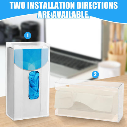 Weysat 2 Pcs Acrylic Glove Box Holder Dispenser Glove Holder for Wall Mount Acrylic Rack Wall Floating Mask Dispenser for Medical Latex Rubber Disposable Mitten Boxes(Clear,Horizontal Style)