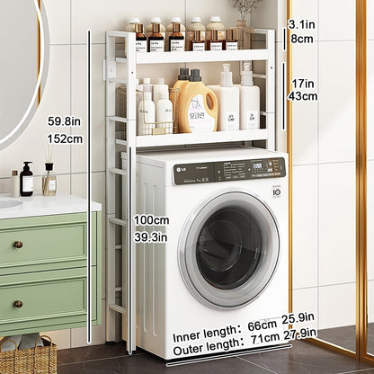 Toilet/Washing Machine Storage Rack,Over Washer And Dryer Shelves,Storage Rack Over Washing Machine Storage Unit,Laundry Room Storage And Organizer Standing Shelf,For Laundry Room Bathroom(White,59.8i