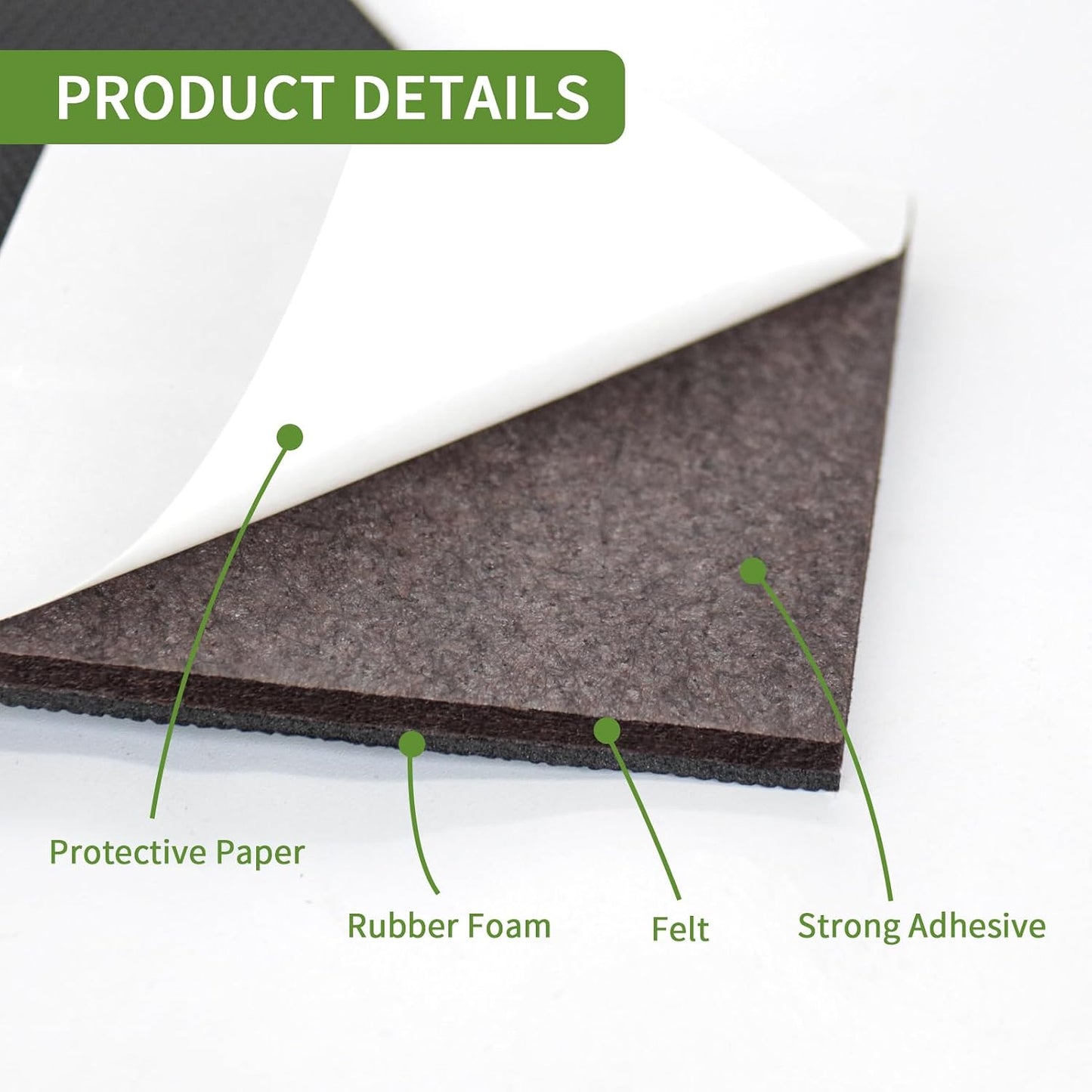Non Slip Furniture Pads 36 PCS 1'' Square - Anti Slip Furniture Pads - Self Adhesive Rubber Feet Furniture Feet - Chair Leg Floor Protectors - Keep Furniture in Place