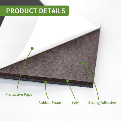 Non Slip Furniture Pads 36 PCS 1'' Square - Anti Slip Furniture Pads - Self Adhesive Rubber Feet Furniture Feet - Chair Leg Floor Protectors - Keep Furniture in Place