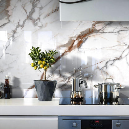 Marble Peel and Stick Waterproof Wall Paneling, 118" x 47" Carrara White Matte Finish Self-Adhesive Backsplash Tile Vinyl Wall Panel for Kitchen Bathroom Wall Decor, Covers 38.75 Sq. Ft.