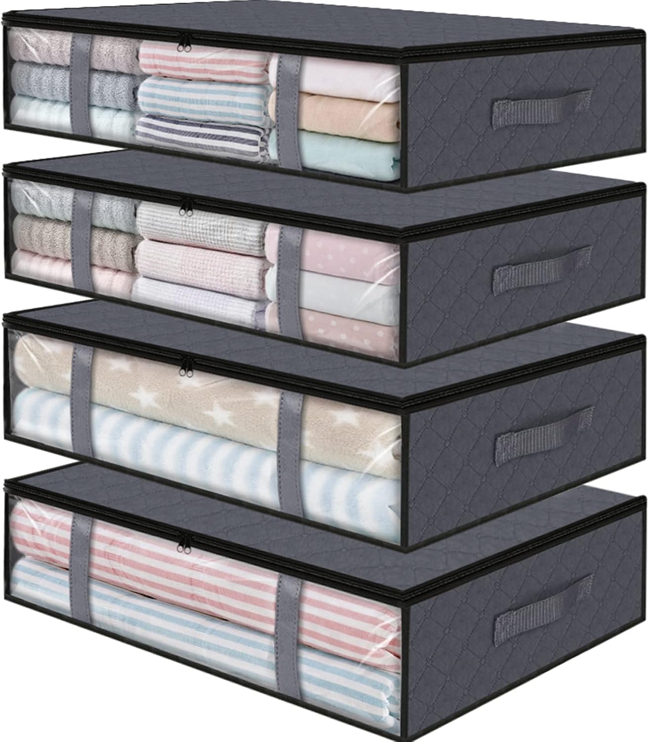 StorageRight Under Bed Storage Bags 3 Pack, 40L Large Clothes & Comforter Storage Containers with Clear Window, Breathable Fabric Organizer for Blankets, Bedding, Seasonal Clothing