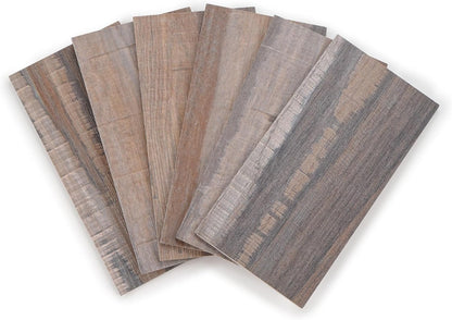 100-Piece Faux Stone Peel and Stick Backsplash Tile, Waterproof Thick PVC Stick On Subway Wall Tile for Kitchen Bathroom Laundry Room Fireplace - 3" x 6", Tan Wood