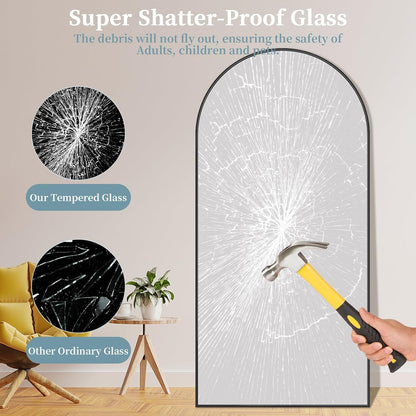 Full Length Mirror with Stand, 71"x28" Arched Full Body Large Stand Up Aluminum Frame Floor Standing Mirror, Freestanding Hanging Leaning Mounted for Bedroom Living Room Entryway Gold