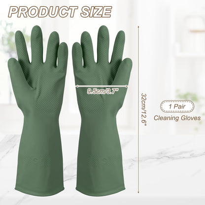uxcell Rubber Cleaning Gloves, Reusable Household Dishwashing Long Rubber Gloves with Non-slip Grip