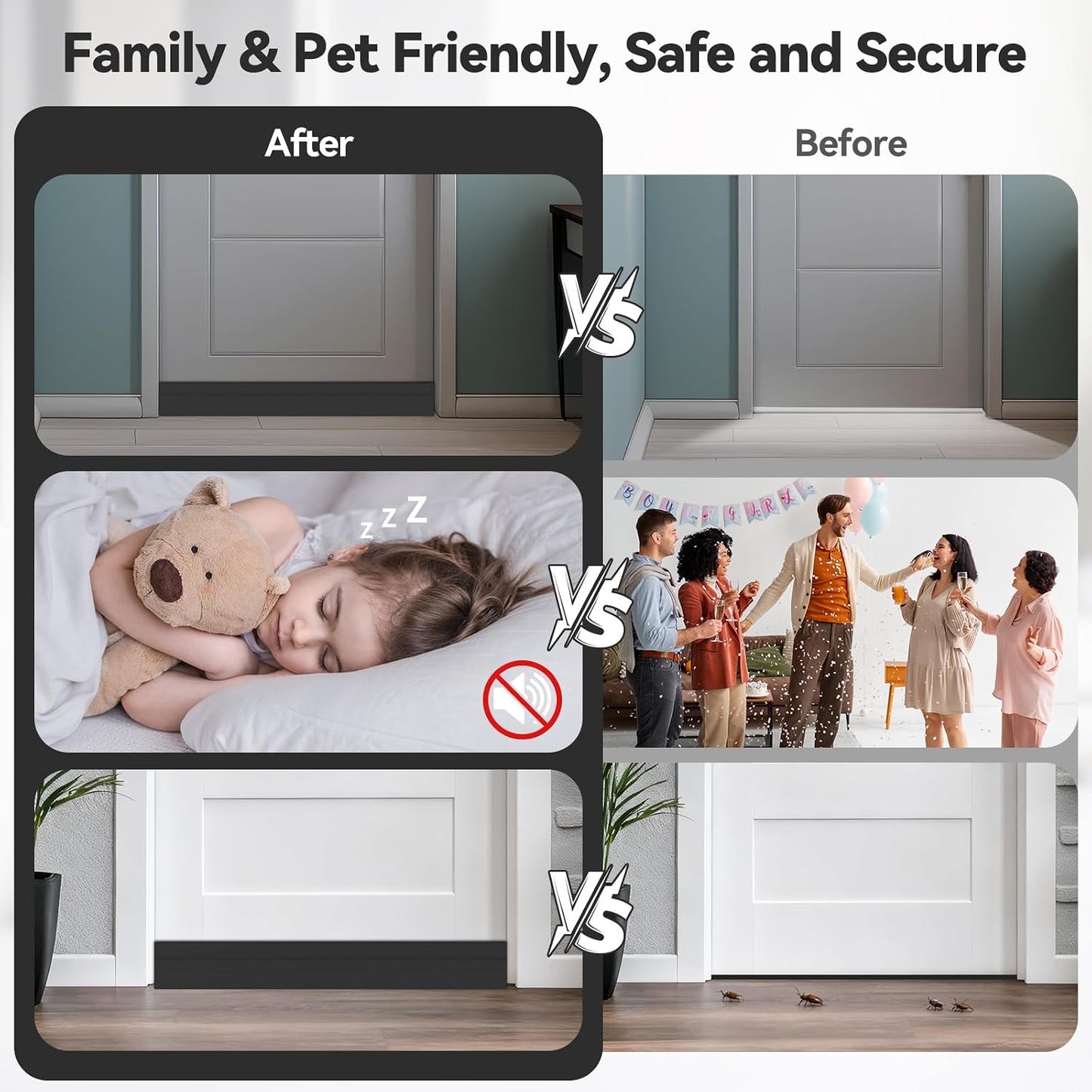Door Draft Stopper, Ohuhu 39"L x 2"W Silicone Weather Stripping Under Door Seal for Exterior Interior Doors, 1" Widened Strong Adhesive, Soundproof Door Sweep Strip to Block Cold, Noise, Light Pests