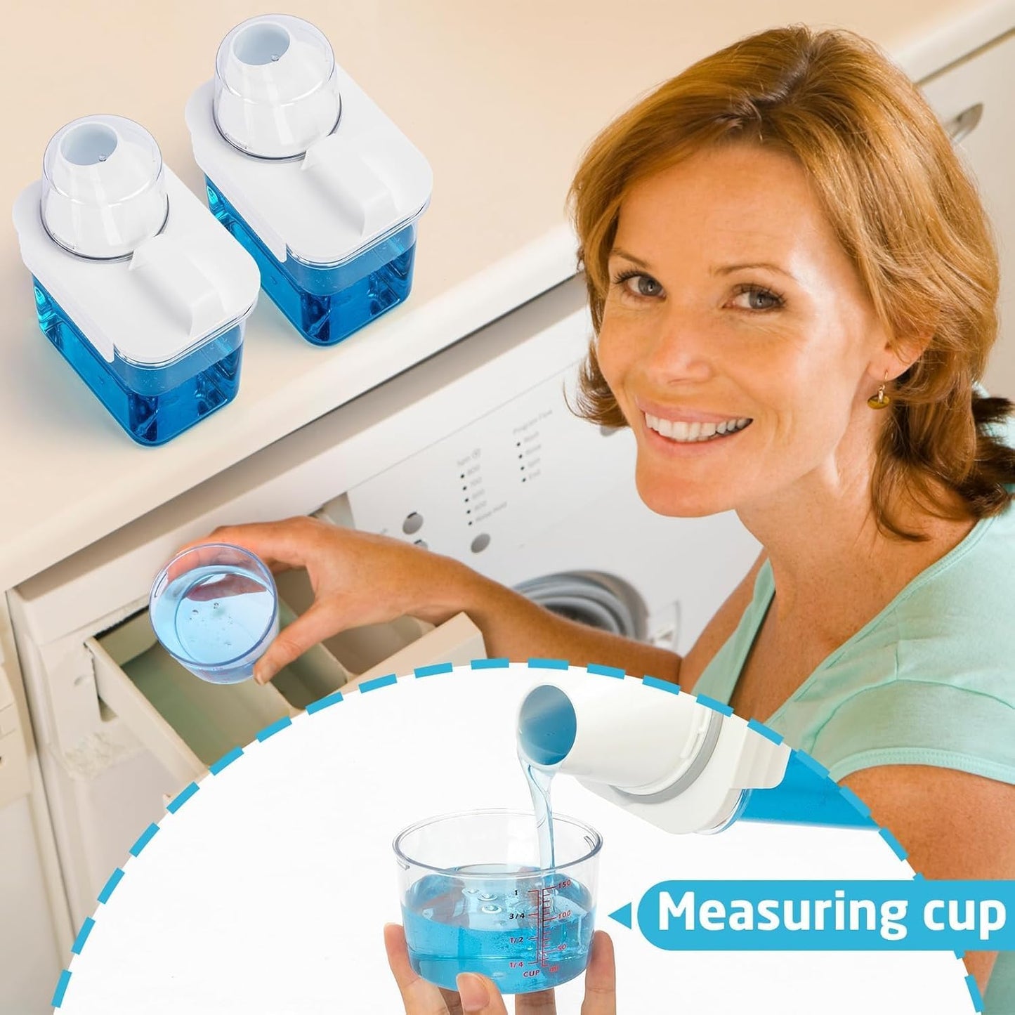 Provoue Laundry Detergent Dispenser-2 Pack, 37 oz Detergent Dispenser with 4 Removable Labels, Laundry Soap Dispenser for Laundry Room Organization and Storage, BPA Free & PET Plastic Clear
