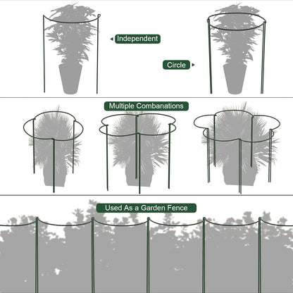 FEED GARDEN 8 Pack Peony Cages and Supports, Plant Support Stakes for Outdoor & Indoor Plants, 10" W x 16" H Half Round Garden Plant Support Rings for Peonies, Hydrangeas, Roses, Dahlias