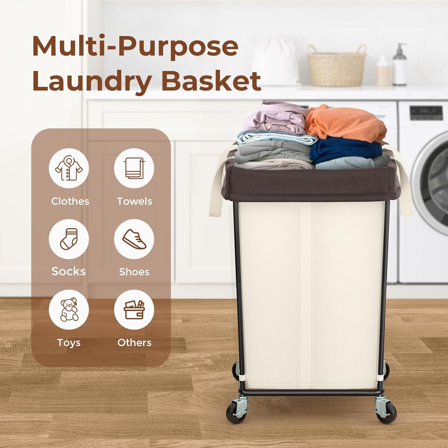 Mefirt 320L Laundry Hamper with Wheels, 3 Section Large Rolling Laundry Basket Bag with Wheels, Clothes Hamper Cart for Laundry, Bedroom, Bathroom and Dorm