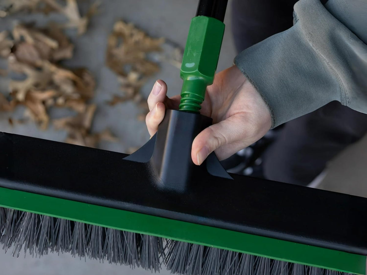 24-Inch Push Broom with 59" Metal Handle, Heavy-Duty Outdoor Broom with Stiff Flagged Bristles for Garage, Driveway & Patio