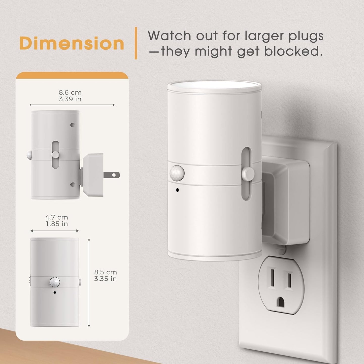 Briignite Motion Sensor Night Light,2 Pack Motion Activated Plug in Night Lights, 0-100LM Dimmable Soft White 3000K, Motion Sensor Light Indoor for Bathroom Hallway Bedroom Stairway Kid Elderly Pet