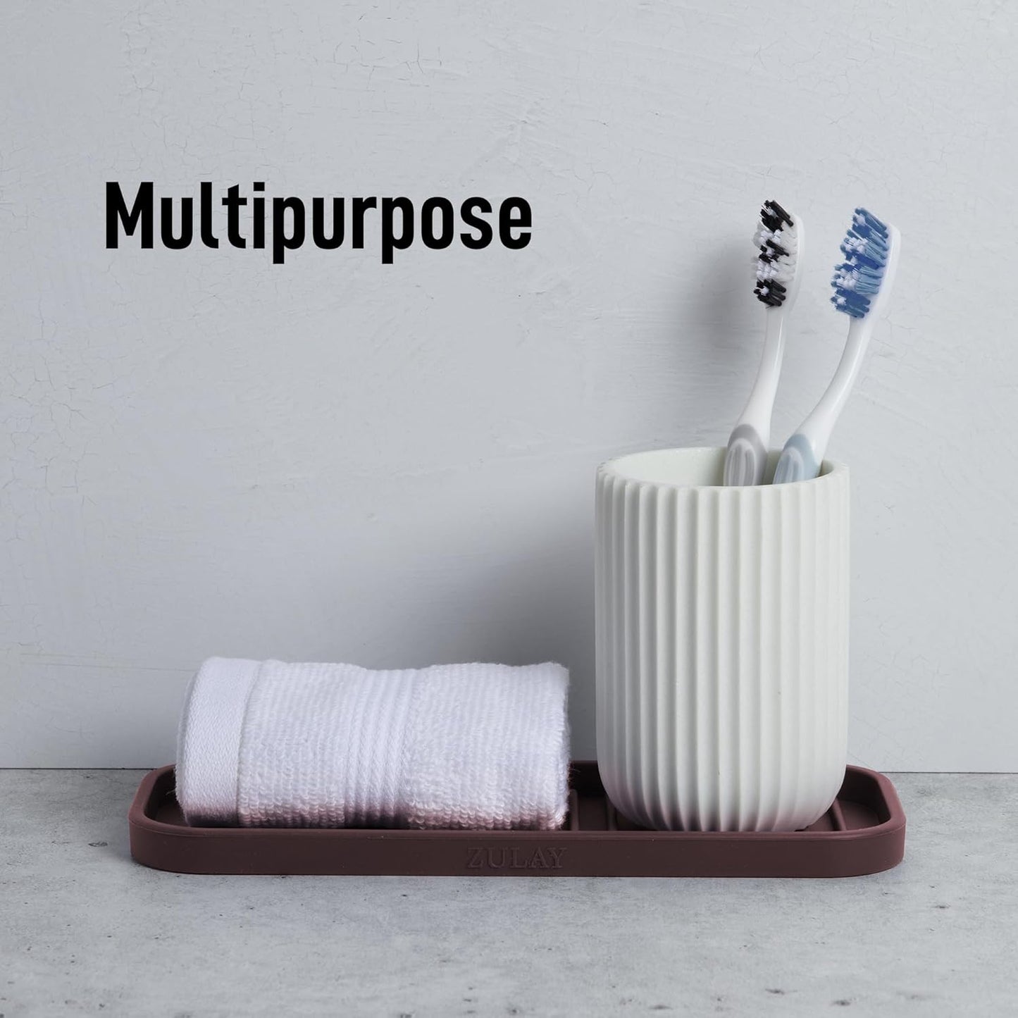 Zulay Kitchen (9x3.5in) Sponge Holder for Kitchen Sink - Flexible Heavy-Duty Multipurpose Sink Caddy - Counter Organizer for Kitchen, Bathroom, Makeup, Trinkets & More! (Grey)