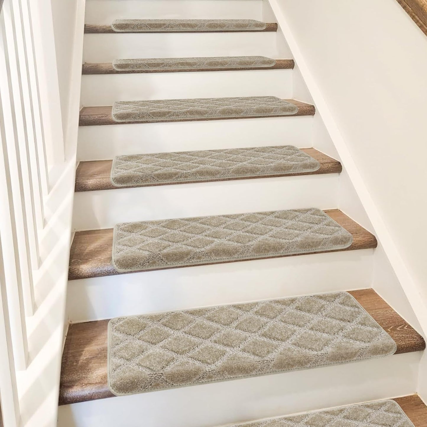 PURE ERA Carpet Stair Treads Tape Free Non Slip Indoor Stair Carpet Stair Protectors Pet-Friendly Non-Slip Skid Resistant Washable Reusable 8" x 30"(2 Pieces,Black)