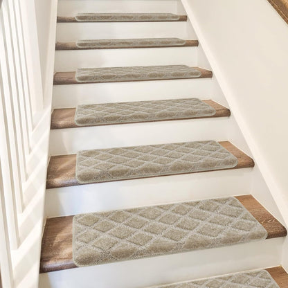 PURE ERA Carpet Stair Treads Tape Free Non Slip Indoor Stair Carpet Stair Protectors Pet-Friendly Non-Slip Skid Resistant Washable Reusable 8" x 30"(2 Pieces,Black)