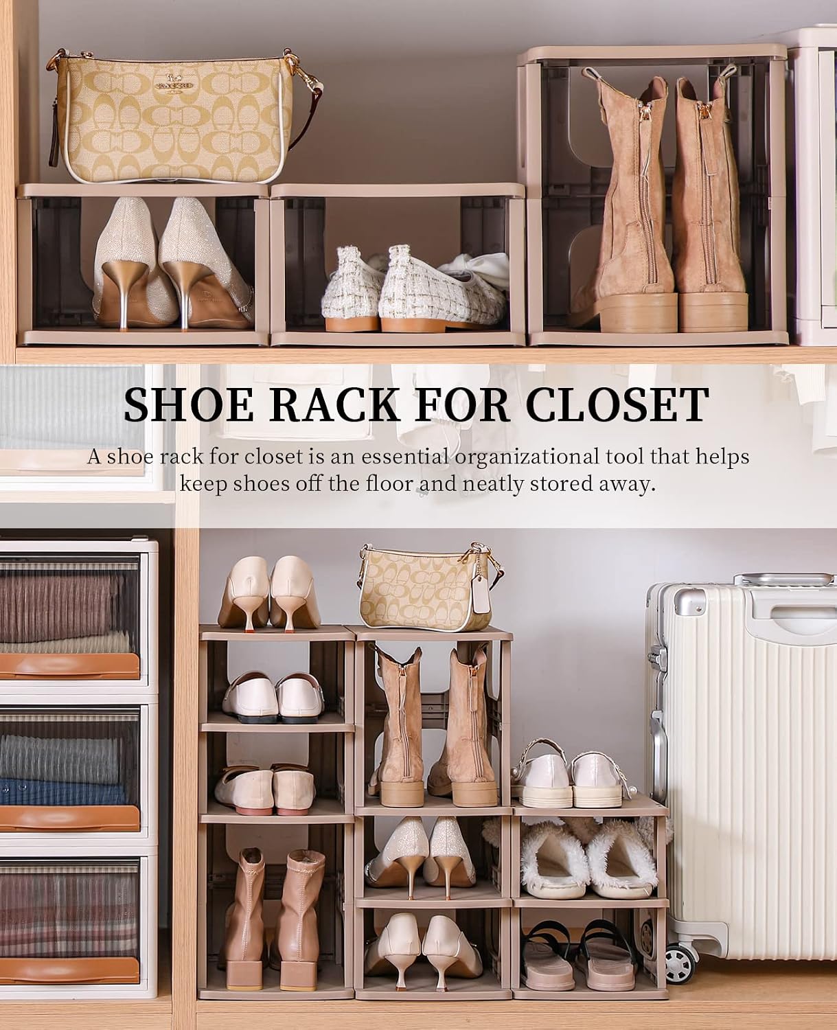 HAIXIN Shoe Organizer Rack for Small Spaces 5 Tier Plastic Vertical Narrow Shelves for Closet Black Shoe Holder, Stand for Entryway Storage Boots Organizer Stackable Cabinet