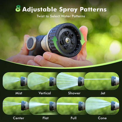 RESTMO Water Hose Nozzle Heavy Duty, Adjustable Hose Sprayer Thumb Control | Premium Zinc Alloy, 8 Adjustable Spray Patterns, Flow Control, TPR Rubberized, Ideal for Plants & Lawns, Cars & Pets, Black