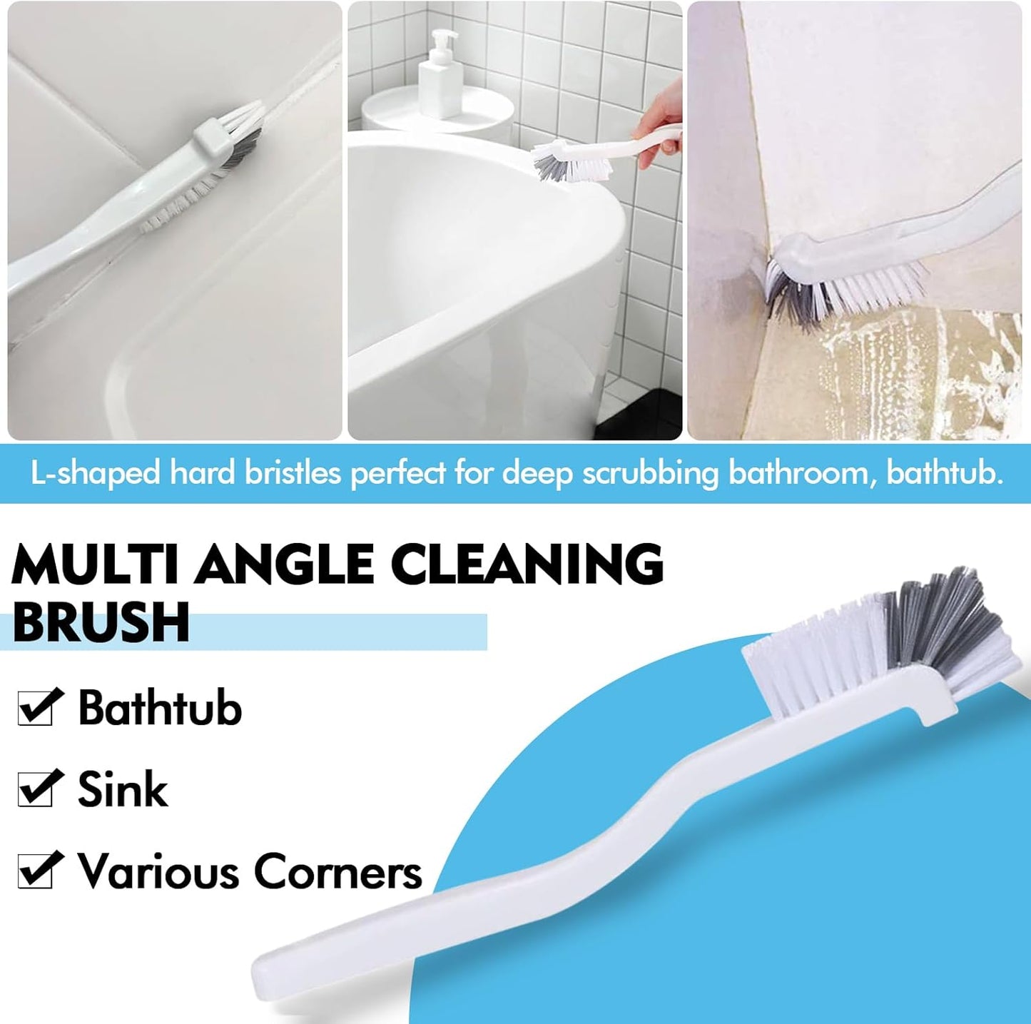 Dish Scrub Brush 8PCS Small Scrub Brush Nylon Gap Cleaning Brush for Household Use on Bathroom, Kitchen, Tile Floors, Sink, Grooves, Window Tracks (8 Brushes + 8 Hooks)