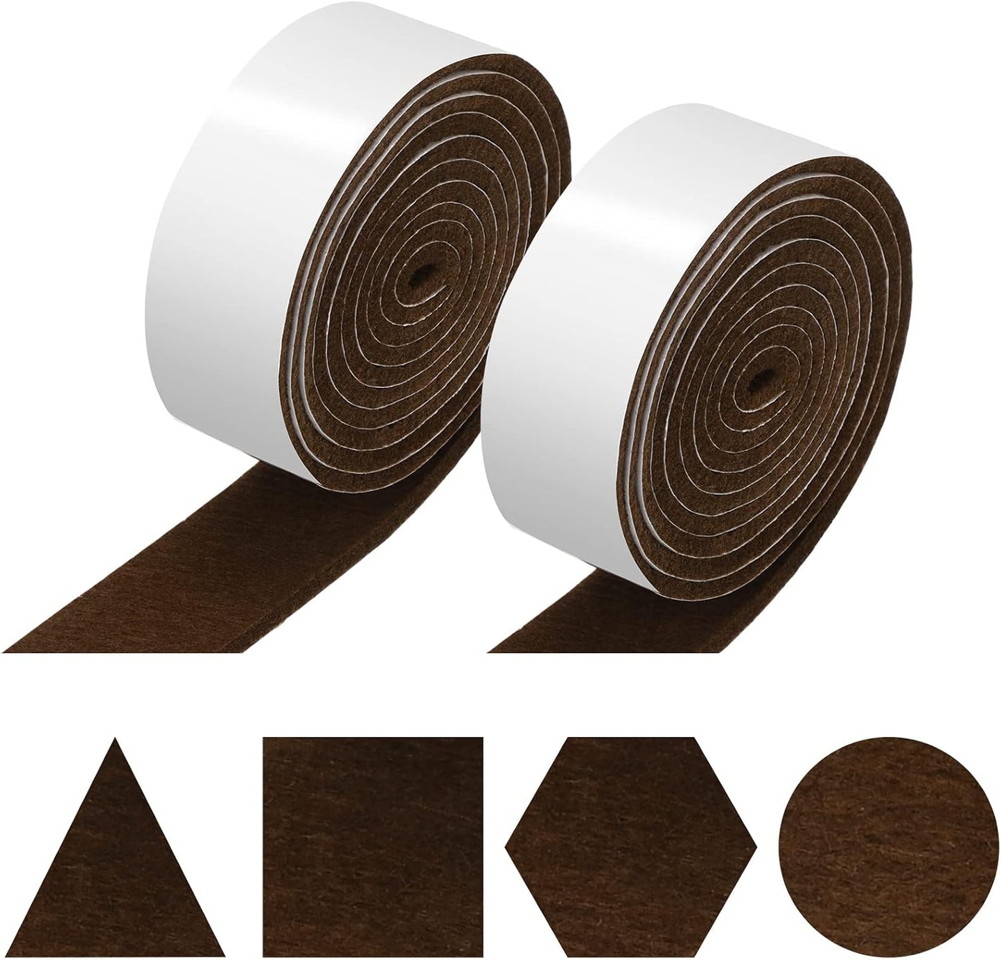 Shappy 2 Packs 120 x 2 x 0.12 Inch Felt Strips with Adhesive Backing Felt Tape Roll Non Slip Self Adhesive Cuttable Furniture Pads for Protecting Hardwood Floors, Chairs, Wall(Dark Brown)