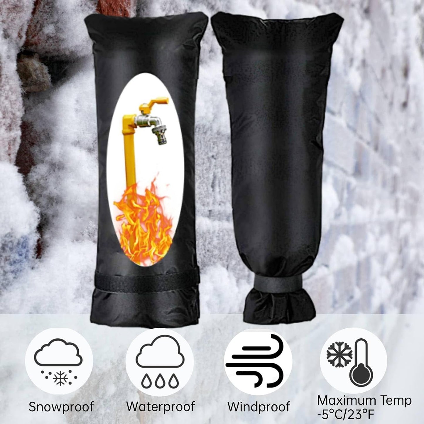 Outdoor Faucet Covers for Winter, 28"x15" Outdoor Faucet Vovers for Winter Freeze Protection, Outdoor Tap Cover, Long Reusable Spigot Cover, Waterproof for Protection Anti-Rust