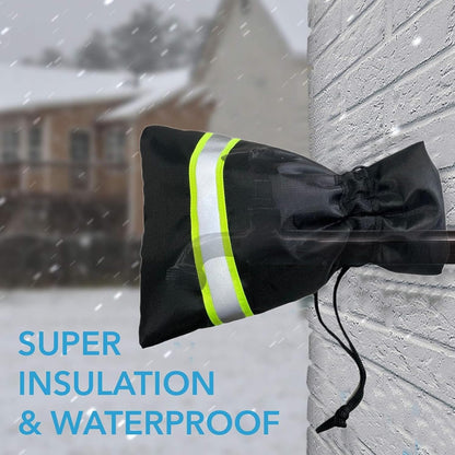 Outdoor Faucet Cover for Winter Freeze Protection, 4 Pack Reusable Water Spigot Covers Winter Insulated 8.3'' H x 5.9'' W, Hose Bib Covers with Reflective Strips (Black)