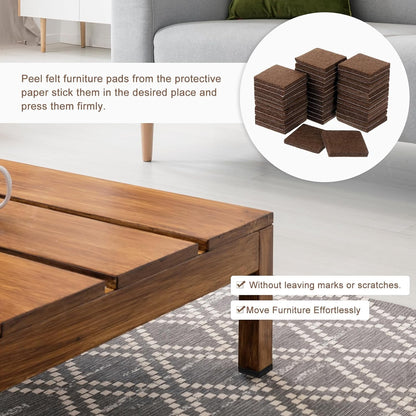 uxcell Furniture Pads, 36Pcs 1.5" - Square Self Adhesive Felt Furniture Pads, Floor Protectors for Furniture Feet Chairs Legs Hardwood Floors (Black)