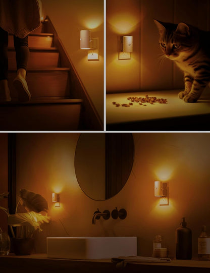 L LOHAS LED Motion Sensor Night Light, Dimmable Night Lights Plug into Wall, Plug in Nightlight, Motion Sensor Light Indoor for Bathroom Hallway Bedroom Stairs Kids Elderly [3000K,2 Pack]