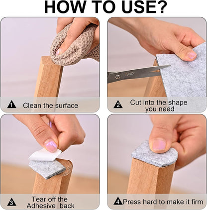 Felt Furniture Pads, 3 Rolls Furniture Felt Pads Hardwood Floor Wall Protectors Non Slip Self Adhesive Cuttable Black Strip Tape Floor Protectors for Table Chair Bed Sofa Legs