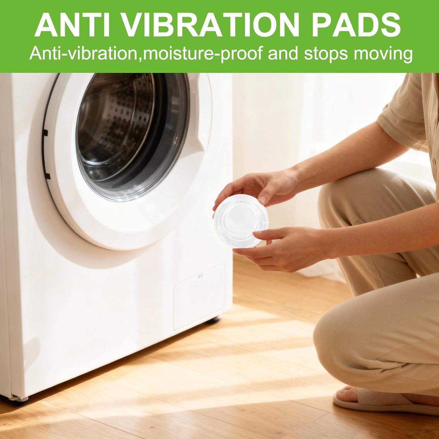 washing machine anti vibration pads - Prevents the washing machine from moving during use and reduces noise - PU transparent material (4-piece set) + leveling tool