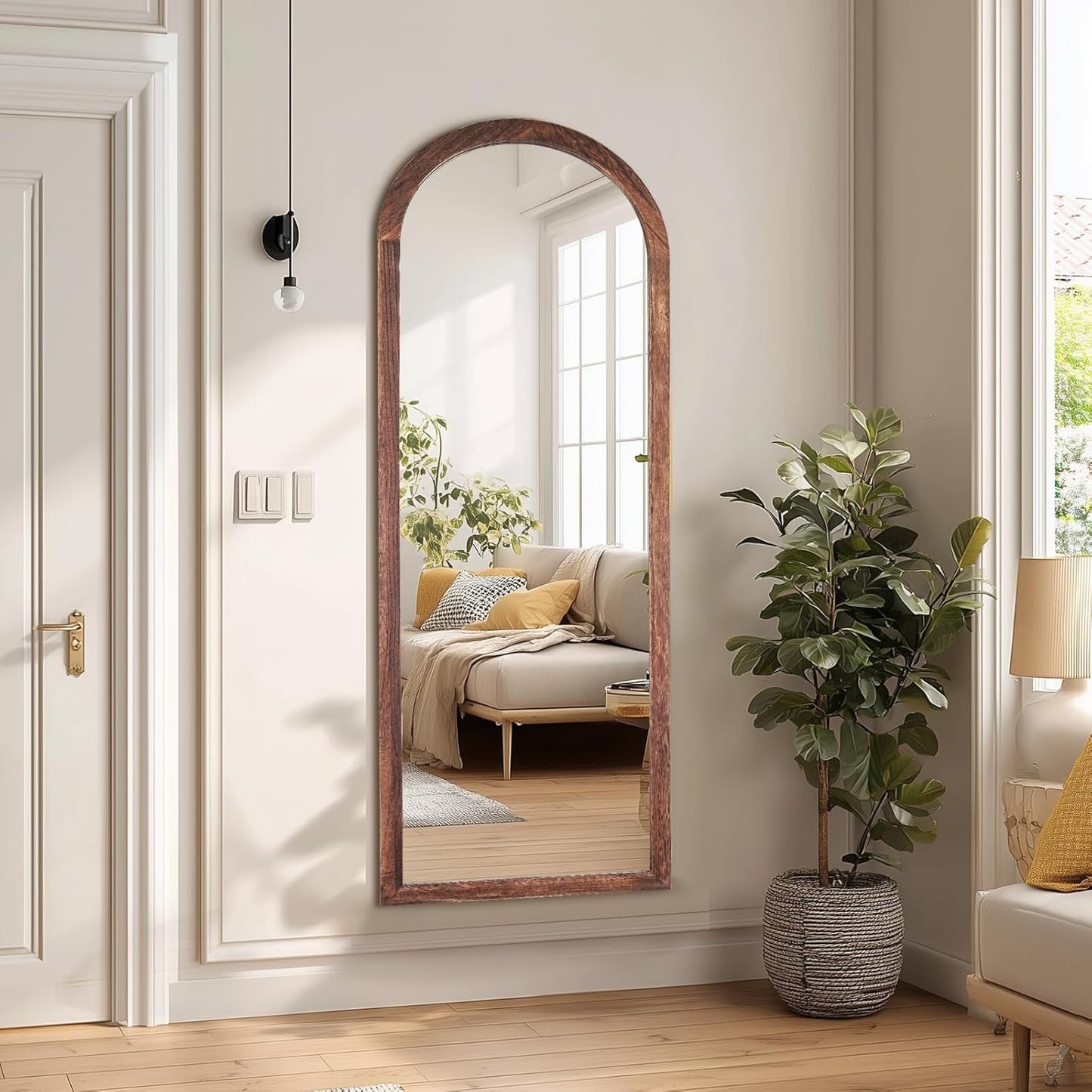 Full Length Mirror 65"x22" with Stand Solid Wood Frame Floor Large Mirror for Living Room, Bedroom Hanging Standing or Leaning Wall-Mounted, New Black