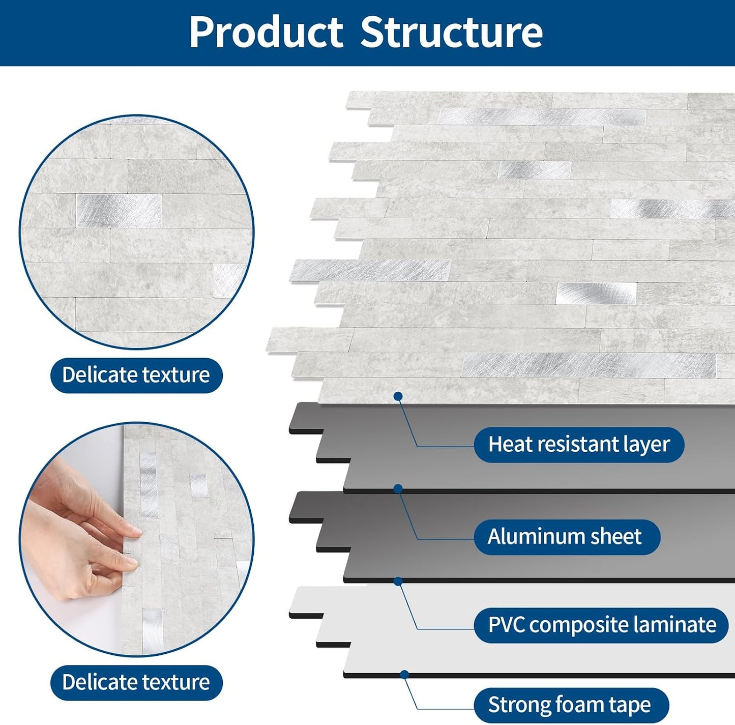 Yipscazo 2026 New Upgrade 11.34" X 11.57" Peel and Stick Backsplash, Stick on Backsplash Tiles for Kitchen, Bathroom, Fireplace (10 Sheets, Beige Rocks + Rose Gold)