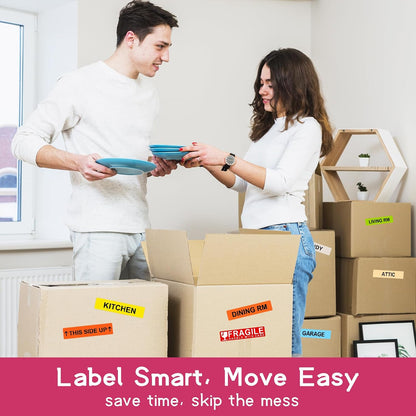 24 Rolls Color Coding Moving Labels, 1440 Count Home Moving Labels for Boxes Stickers + Packing Stickers + Fragile Moving Stickers + Heavy & Blank Labels