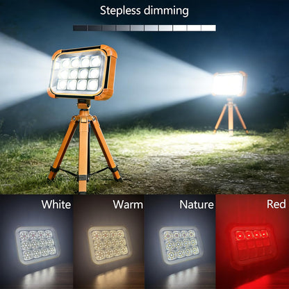 Portable LED Work Solar Light 100W 16500mAh 10000 LM with Stepless Brightness Job Site Battery Rechargeable LED Floor Light for Emergency Worklight for Hurricane