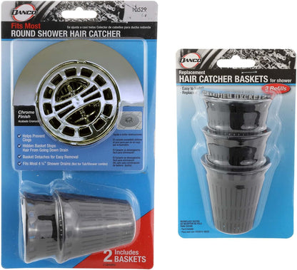 Danco Snap-in Shower Drain Cover with in-Drain Hair Catcher, 4-1/4" Round, White Strainer, (10533)